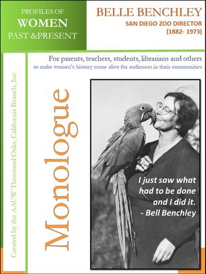 cover image of Profiles of Women Past & Present – Belle Jennings Benchley, San Diego Zoo Director (1882-1973)